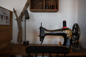 Vintage Singer sewing machine in the workshop.